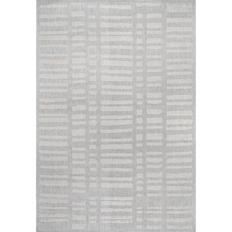 Joss & Main Eliora Striped Gray/Beige Indoor / Outdoor Area Rug